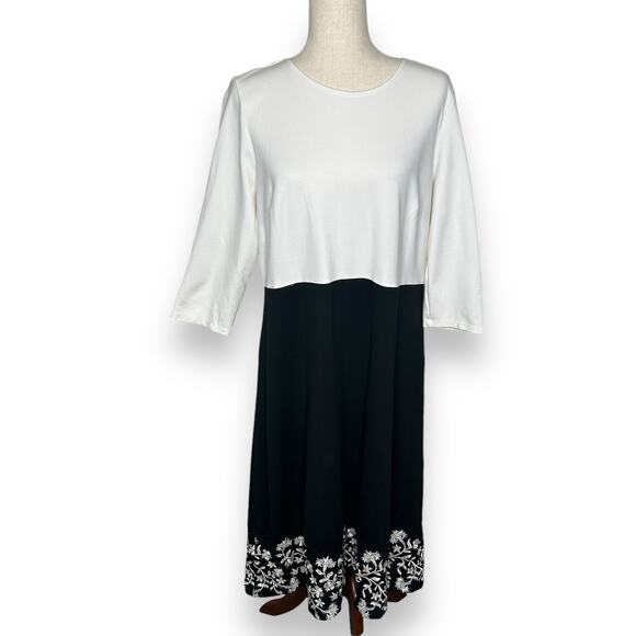 J. Jill x Christian Sirano Dress Petite Size XLP Embroidered Floral colorblock - Picture 1 of 6